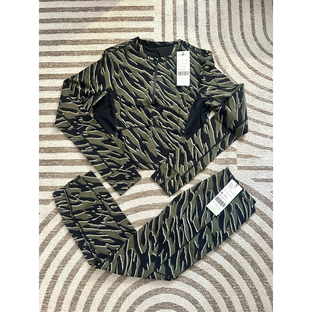 Sweaty Betty 2 Piece Set NWT Sz L Power 7/8 Leggings & Workout Top Animal Print